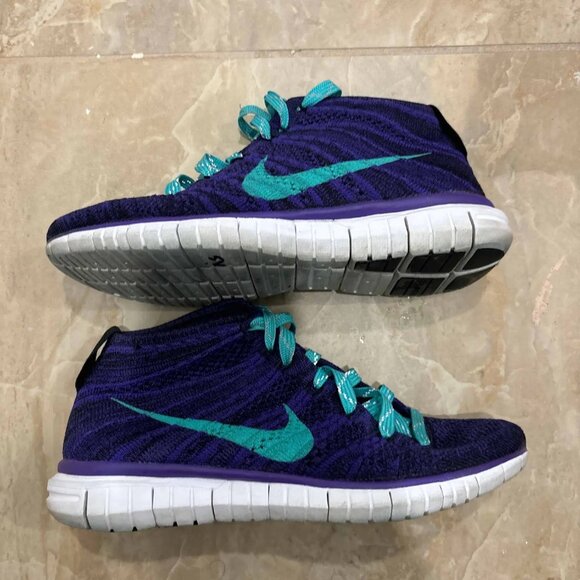 Nike Flyknit Chukka purple teal sz 5.5 639699-500 - Picture 1 of 6